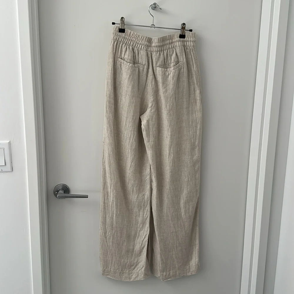 EUC Athleta Retreat Linen Mid Rise Wide Leg Pant XXS Undyed - Picture 3 of 5